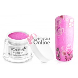 Gel UV Jolifin cu sclipici Neon Baby Pink Glitter 5 ml + 1 Pigment Oglinda Cadou